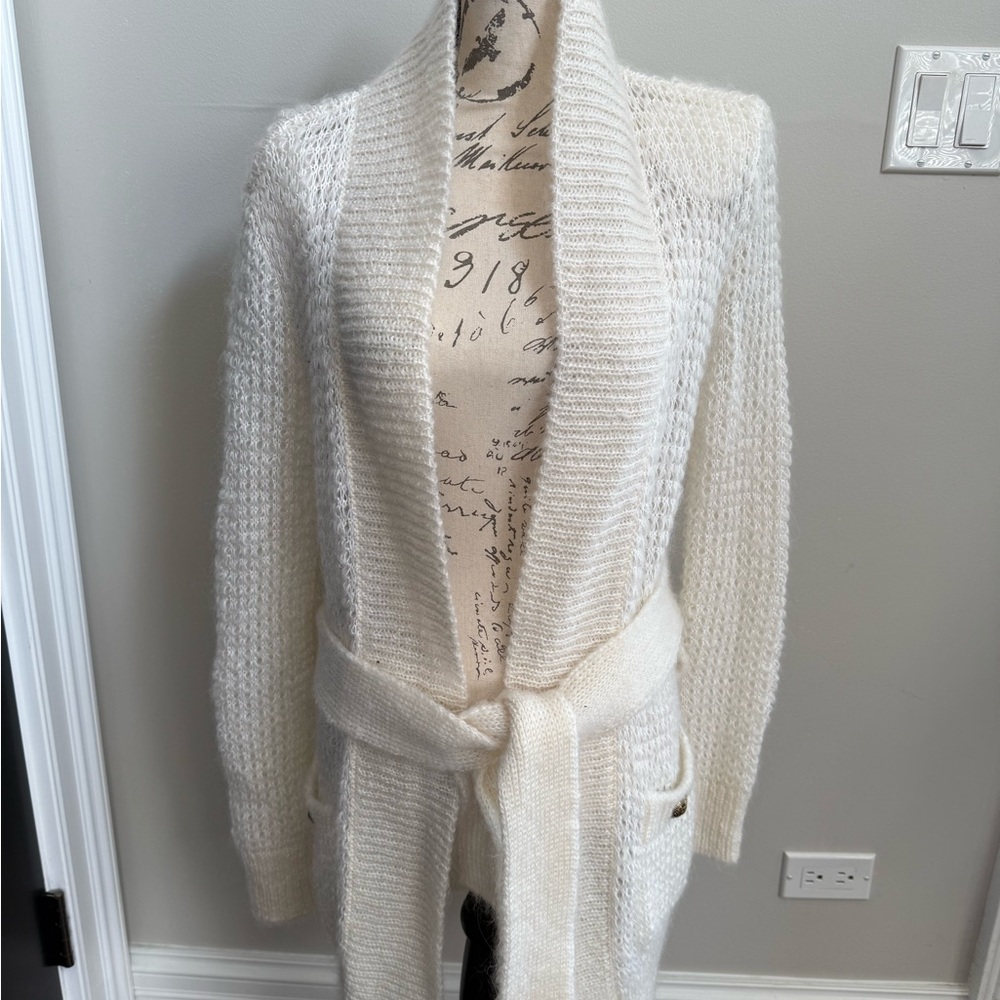Balmain Cream Belted Cardigan - Vintage. Looks brand new